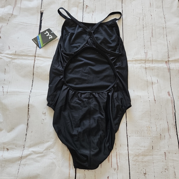 TYR Womens Lycra Black Diamond Fit Solid One Piece Swimsuit Size 34 Medium - Picture 5 of 6